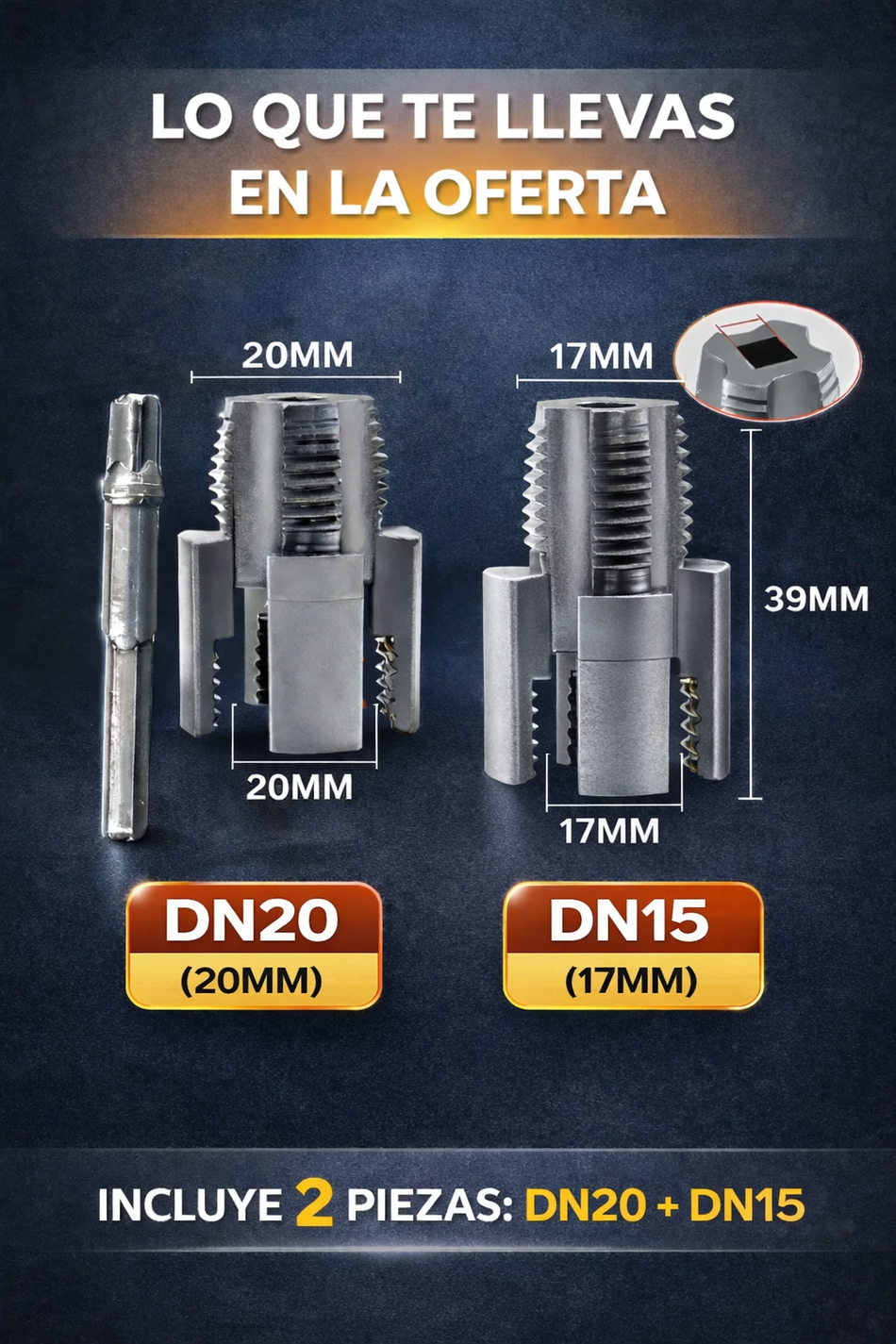 Drecel Pvc Roscado 🔩 ROSCADO PERFECTO PVC/PPR — SET x2 (½ y ¾)– VoImportperu.com